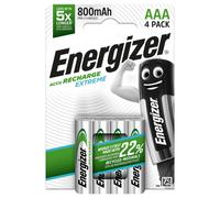 Energizer Recharge Extreme - Rechargeable AAA Batteries (4 Pack) - 800 mAh NiMH Triple A Battery -