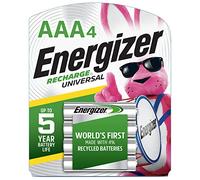 Energizer Recharge Universal 700 mAh Rechargeable AAA Batteries, Pre-Charged, 4 count