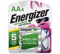 Energizer Rechargeable AA Batteries, Recharge Universal AA Battery Pre-Charged, 4 Count