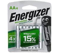 Energizer Rechargeable Batteries AA, Recharge Power Plus, Pack of 4