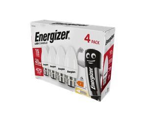 Energizer S14331 4W 470lm B22 BC Candle LED Bulb Opal Warm White 3000K (4 Pack)