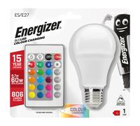Energizer 9W RGBW Colour Changing E27 GLS LED Opal Bulb ES with Remote Control