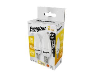 Energizer S16706 4.9W 470lm E14 SES Candle LED Bulb Opal Warm White 3000K Boxed (2 Pack)