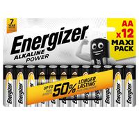 Energizer Alkaline Power, Pack of 12 AA 1.5 V Batteries, Long Life for Daily Use, Sulfation Free and Up to 10 Years of Life
