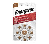 Energizer Size 312 EZ Turn and Lock Hearing Aid Battery, Brown, 8-Pack