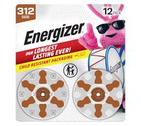 Energizer Size 312 Hearing Aid Batteries, Brown Tab Hearing Aid Batteries Size 312, 12 Count