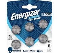 Energizer Ultimate Child Shield CR2032 Batteries (6 Pack) - 3V Coin Cell - World's Only Ingestion Burn Protection Coin Lithium Battery - including Colour Alert Technology - 12 Year Storage