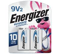 Energizer Ultimate Lithium 9V Batteries (2 Pack), Lithium 9 Volt Batteries