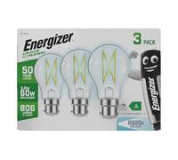 Energizer Ultra Efficient - 50 Year Life Span - B22 Bayonet LED Light Bulbs - Ideal LED Bulbs for Fittings Featuring a Bayonet Light Bulb. Ultra Low Energy. Next Generation - Daylight White - 3 Pack