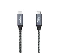 Energizer - USB-C to USB-C Cable - PD Fast Charge 60W - Type C Nylon Braided Compatible with iPhone 15 Plus Galaxy S23 Ultra Plus S22 (2M) - Black