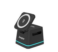 Energizer WCP307 3-1 Wireless Desktop Charger 15 W | Quick Charge Smartphone, Earbuds and Apple Watch, MagSafe Compatible, Foldable Stand with Adjustable Stand, USB-C, Safe and Universal
