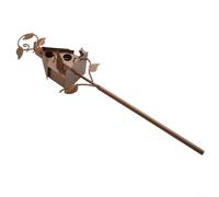 Energizing Yard Accent Playful Rusty Metal Zigzag Artistry on This Charming Bird House Bracket (D)