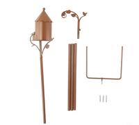 Energizing Yard Accent Playful Rusty Metal Zigzag Artistry on This Charming Bird House Bracket (E)