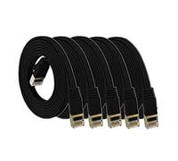 Energo Brand High Speed 10Gbps Cat 7 Ethernet Network Cable Flat Gold-Plated Ethernet Cable For Router, Modem, Smart TV, Networking Switch, PC, Laptop - 2 Meter- Pack of 5 Cables - Sold By Wikiparts
