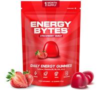 Energy Bytes Daily Energy Gummies - Fast Acting Caffeine Chews with Vitamins B3 B6 B12 A & D - Stay Focused and Energised Through Your Day - 60 Bytes