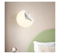 Energy Conservation Wall Light, Creative Moon Wall Lamps Resin Animal Bear Rabbit Light Baby Nursery Room Bedside Wall Lights Indoor Boy Girl Bedroom Lamp