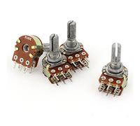 Energy consuming elements 4 Pcs Variable Resistors B100K 6mm Shaft 6 Terminals Dual Linear Potentiometers Taper Potentiometers