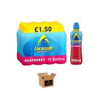 Energy Drink Bottles - Sparkling Glucose Energy Boost Flavoured Drinks - Classic Carbonated Refreshing Drink for Sports, Work, Study & Hydration (Lucozade Sports Raspberry - 500ml x 12Pack)