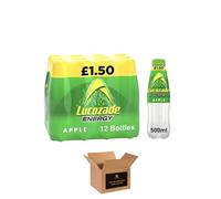 Energy Drink Bottles - Sparkling Glucose Energy Boost Flavoured Drinks - Classic Carbonated Refreshing Drink for Sports, Work, Study & Hydration (500 ml (Pack of 12), Apple)