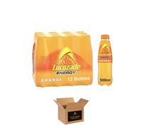 Energy Drink Bottles - Sparkling Glucose Energy Boost Flavoured Drinks - Classic Carbonated Refreshing Drink for Sports, Work, Study & Hydration (500 ml (Pack of 12), Orange)