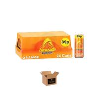 Energy Drink Bottles - Sparkling Glucose Energy Boost Flavoured Drinks - Classic Carbonated Refreshing Drink for Sports, Work, Study & Hydration (Lucozade Orange - 250ml x 24Pack Cans 89p