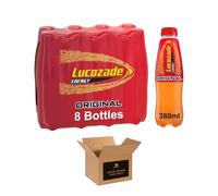 Energy Drink Bottles - Sparkling Glucose Energy Boost Flavoured Drinks - Classic Carbonated Refreshing Drink for Sports, Work, Study & Hydration (380 ml (Pack of 8), Orignal)