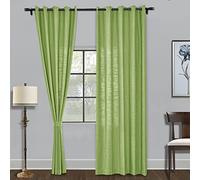 Energy Efficient 84" Green Grommet Room Darkening - Light Filtering Linen Drapes for Bedroom Dining Room & Laundry Room Slish Window Treatments 1 Panel