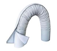Energy-efficient air conditioning hose is covered by an elastic band length thermal barrier design for exhaust pipes. Insulated air conditioner hose vent wrap