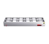 Energy Efficient Commercial Food Warmer - Heavy-Duty, Large Capacity Stainless Steel Buffet Server, The Solution for Restaurants & Catering Services(H2-207x57x22cm)