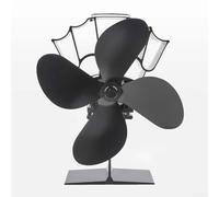 Energy Efficient Fireplace Fan, Silent Thermal Driven Stove Fan 4-Blade, Heat Powered Stove Fan for Fireplace, Operates at 80-250°C to Distribute Warm Air Evenly, Black