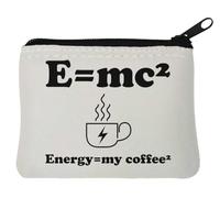 Energy is My Coffee Neoprene Coin Purse Pouch 10x11cm White