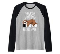 Energy Loading Please Wait Cute Sloth Lazy Animal Funny Raglan Baseball Tee