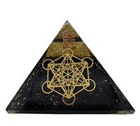 Energy Pyramid Orgonite Black Tourmaline Gemstone with Symbol Metatrons Cube Energy Protection Happiness Harmony (6 x 6 x 5 cm)