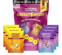 Energy Rocks Candy Crystals Energy Booster Pre-Workout No Water Needed Energy Packets Promotes Concentration, Mood & Mental Clarity (6 Sachets, Assorted Flavors