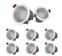 Energy Saving LED Ceiling Lights 3CCT Slim Recessed Lighting 7W 10W 12W CRI 98 Selectable 3500K 4000K 6500K Metal Baffle Trim 8 Pack Eye Protection Bright Lighting