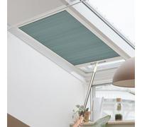 Energy Saving Skylight Blinds for Roof Windows - Light Filtering Pleated Cellular Shades Noise Reducing Easy to Install Custom Size in Haze Blue