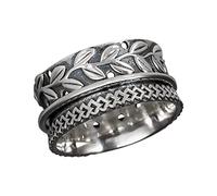 Energy Stone 925 Sterling Silver Fidget Ring | Unisex Silver Spinner Ring | Beanstalk | Fable-Inspired Story Telling | Reach To The Top | Innocent Heart | Artisan Made Silver Ring | Size R 1/2