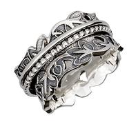 Energy Stone Joy & Abundance Sterling Silver Meditation Spinner Ring, T 1/2