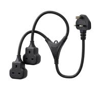 EnergyPro 0.6m Reinforced Extension Lead with 2 Sockets - 13A Flame-Retardant Power Strip, Pure Copper Wire, UK Safety Fuse, for Home Office Garden Travel - Black
