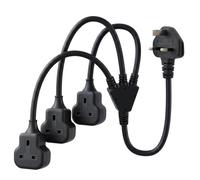 EnergyPro 0.9m Reinforced Extension Lead with 3 Sockets - 13A Flame-Retardant Power Strip, Pure Copper Wire, UK Safety Fuse, for Home Office Garden Travel - Black