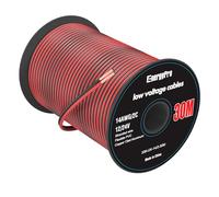 EnergyPro 14AWG 2mm² Electrical Wire 30m (15 Red + 15 Black) - 12V/24V DC Hookup Cable, CCA Stranded Low Voltage Wire for LED Strip, Automotive, Boat, Solar Panel