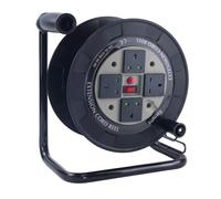 EnergyPro DL616B-BS Empty Cable Reel - 4X 10A UK Sockets, Thermal & Overload Protection, Foldable Handle, 2300W - BS EN 61242 Certified