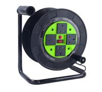 EnergyPro DL616B-BS Empty Cable Reel - 4X 10A UK Sockets, Thermal & Overload Protection, Foldable Handle, 2300W - BS EN 61242 Certified