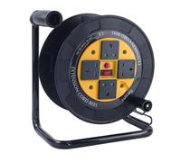 EnergyPro DL616B-BS Empty Cable Reel - 4X 10A UK Sockets, Thermal & Overload Protection, Foldable Handle, 2300W - BS EN 61242 Certified
