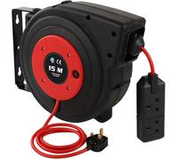 EnergyPro Retractable Extension Cable Reel, Automatic Wall/Ceiling Mounting for Garden, Fence, Workshop & Home Use, 50FT+4.5FT (15+1.5M) Red