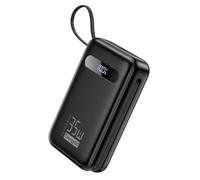 EnergyQC Power Bank, 20,000mAh 35W PD 3.0+QC 4.0 Fast Charging Portable Charger with Built-in USB-C in&Out Cables, Battery Pack for iPhone 17/16/15/14/13/12 Series, Galaxy, iPad, AirPods, Black