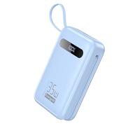 EnergyQC Power Bank, 20,000mAh 35W PD 3.0+QC 4.0 Fast Charging Portable Charger with Built-in USB-C in&Out Cables, Battery Pack for iPhone 16/15/14 Series, Galaxy, iPad, AirPods (Blue)