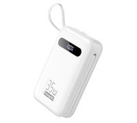 EnergyQC Power Bank, 20,000mAh 35W PD 3.0+QC 4.0 Fast Charging Portable Charger with Built-in USB-C in&Out Cables, Battery Pack for iPhone 17/16/15/14/13/12 Series, Galaxy, iPad, AirPods,White