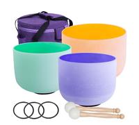 ENERGYSOUN 432 Hz Colored Frosted 11D 9 F 7 A Chakra Quartz Crystal Singing Bowl Set + canvas bag Mallets & O-Rings included