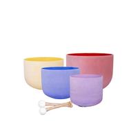 ENERGYSOUN Colored Frosted Chakra set of 4 PCS 432 Hz 12 C 10 E 8 G 6 B, Quartz Crystal Singing Bowls + Canvas Bag